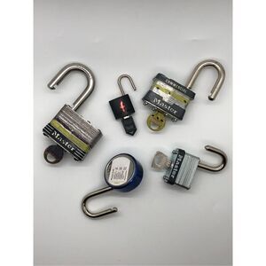 Lot of 5 Master Locks with Key, Combo—Vintage and New